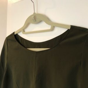 Forest green silk boat neck top from Banana
